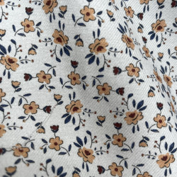 Flanella di cotone Bio, Bianco, Fiori Ocra