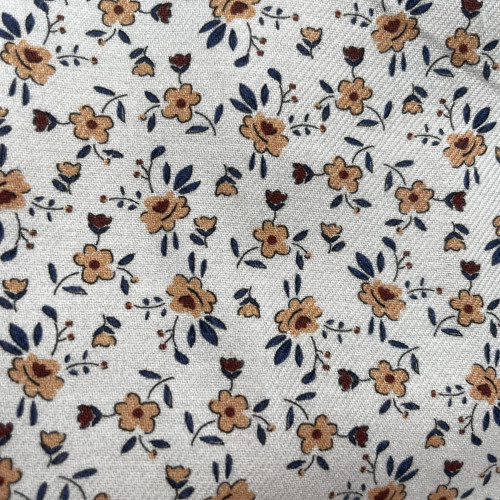 Flanella di cotone Bio, Bianco, Fiori Ocra