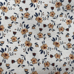 Flanella di cotone Bio, Bianco, Fiori Ocra