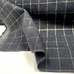Flanella di cotone biologico, Grigio con Quadri Oro Glitter