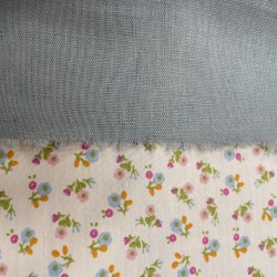 Cotone Popeline 50s,Bio  Rosa con fiori celesti  e rosa