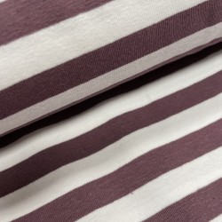 Jersey di Cotone con Righe larghe 1cm, Bianco / Viola-Mauve