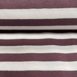 Jersey di Cotone con Righe larghe 1cm, Bianco / Viola-Mauve