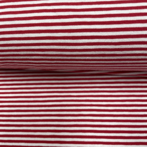 Jersey di Cotone con Righe sottili 3mm, Bianco...