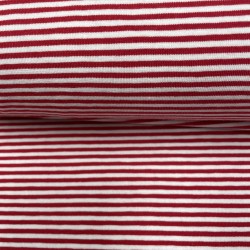 Jersey di Cotone con Righe sottili 3mm, Bianco / Rosso