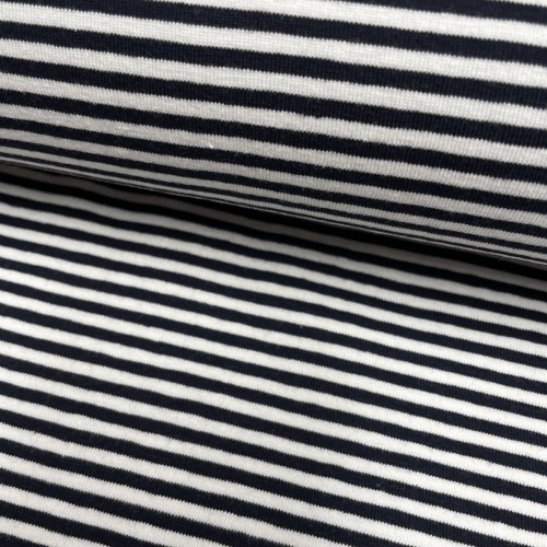 Jersey di Cotone con Righe sottili 3mm, Bianco...