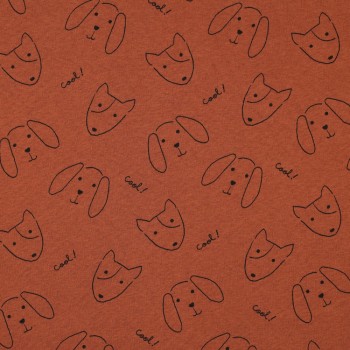 Felpa/Sweat  , Terracotta con visi di  cani