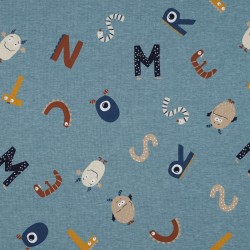 Jersey Melange, Celeste con Lettere e Mostri