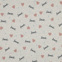 Jersey Melange, Glitter, Ecru con Cuori