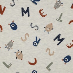Jersey Melange, Ecru con Lettere e Mostri