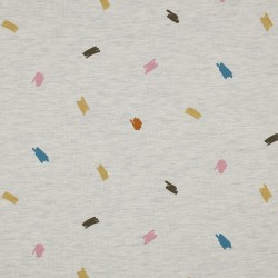 Jersey Melange, Glitter, Ecru con scribble colorati