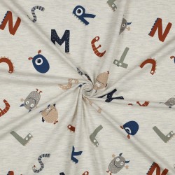 Jersey Melange, Ecru con Lettere e Mostri
