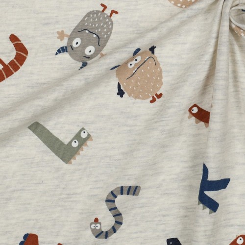 Jersey Melange, Ecru con Lettere e Mostri