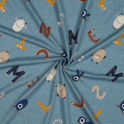 Jersey Melange, Celeste con Lettere e Mostri