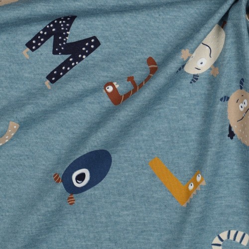 Jersey Melange, Celeste con Lettere e Mostri