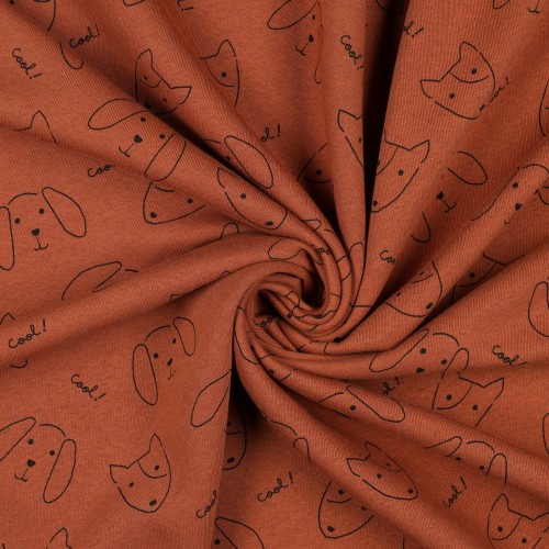 Felpa/Sweat  , Terracotta con visi di  cani