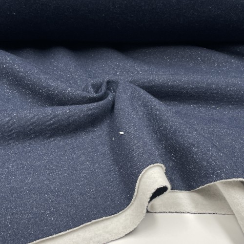 Felpa French Terry, Blu Navy, Glitter