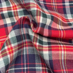 Flanella di cotone misto recycled, Quadri scozzesi, Rosso, Blu e Verde
