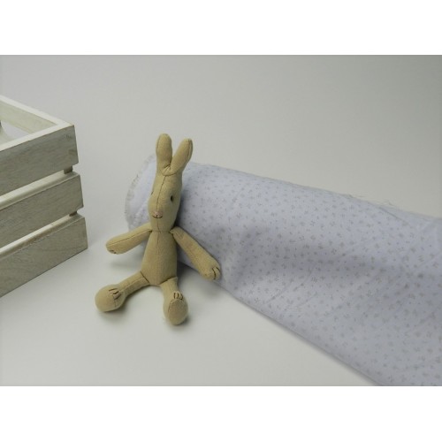 Viena Cotone Bio, Celeste , Fiiorellini beige