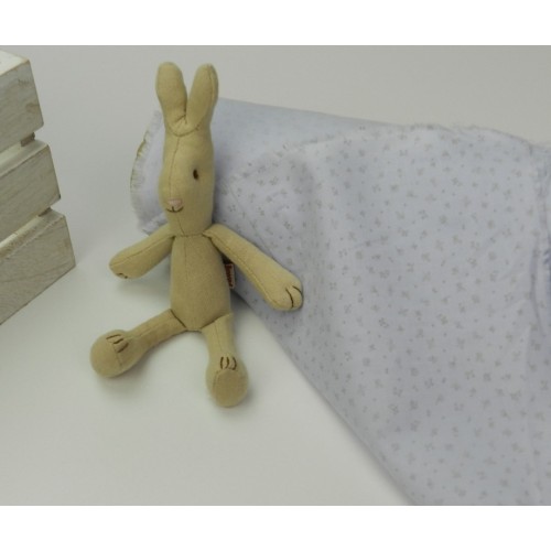 Viena Cotone Bio, Celeste , Fiiorellini beige