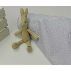 Viena Cotone Bio, Celeste , Fiiorellini beige