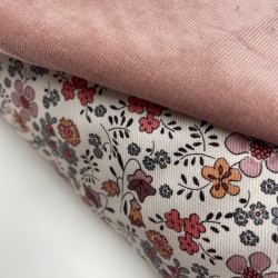 Velluto di cotone a coste elastico, Rosa