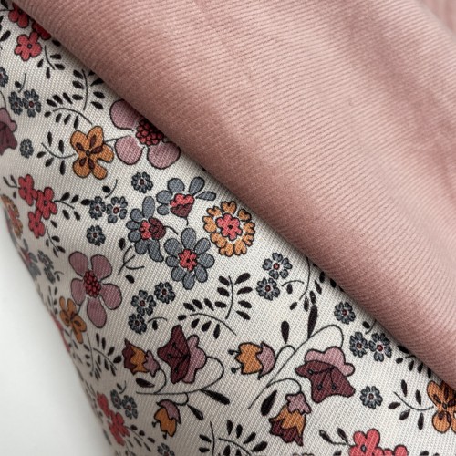 Velluto di cotone a coste elastico, Rosa