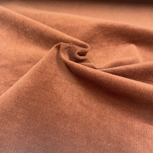 Velluto di cotone a coste elastico, Marrone