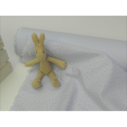 Viena Cotone Bio, Celeste , Fiiorellini beige