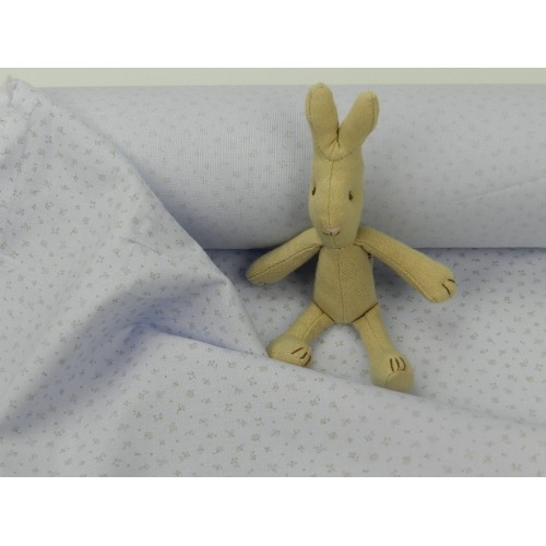 Viena Cotone Bio, Celeste , Fiiorellini beige