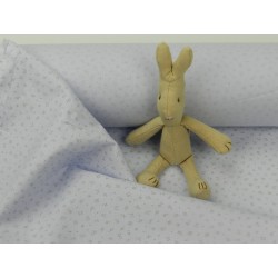 Viena Cotone Bio, Celeste , Fiiorellini beige