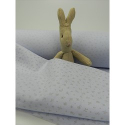 Viena Cotone Bio, Celeste , Fiiorellini beige
