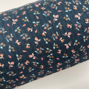 Cotone Bio, Blu con Fiorellini Colorati