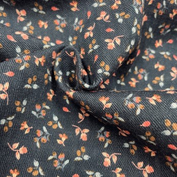 Cotone Bio, Blu con Fiorellini Colorati 2