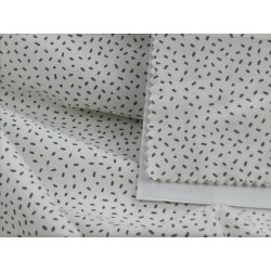 Viena Cotone Bio, Bianco, pois lunghi grigi.