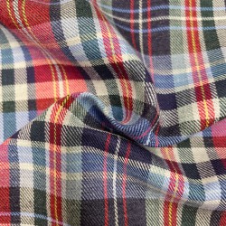 Flanella di cotone misto recycled, Quadri scozzesi, Blu, Rosso e Verdi