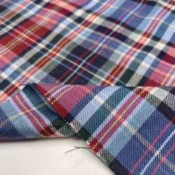 Flanella di cotone misto recycled, Quadri scozzesi, Blu, Rosso e Verdi