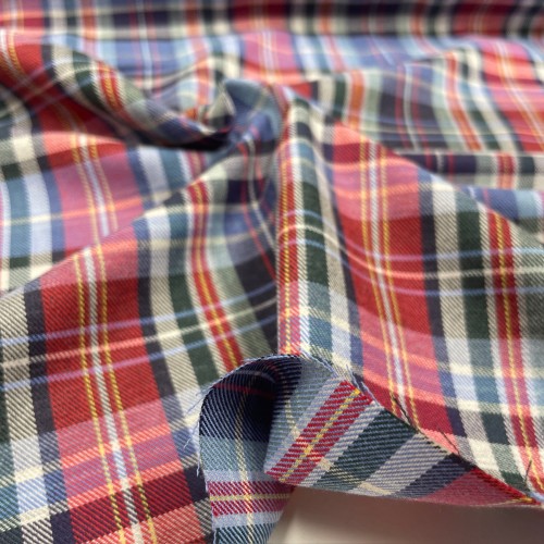 Flanella di cotone misto recycled, Quadri...