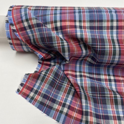 Flanella di cotone misto recycled, Quadri...