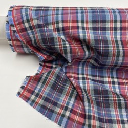 Flanella di cotone misto recycled, Quadri scozzesi, Blu, Rosso e Verdi