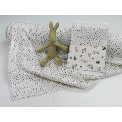 Viena Cotone Bio, Bianco, pois lunghi grigi.