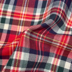 Flanella di cotone misto recycled, Quadri scozzesi, Rosso, Blu e Verde