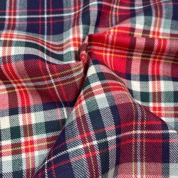 Flanella di cotone misto recycled, Quadri scozzesi, Rosso, Blu e Verde