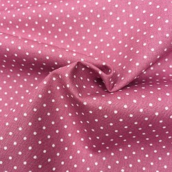 Cotone Popeline, Mauve, Pois Bianchi
