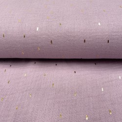 Mussola o Doppia Garza di Cotone, Viola con Glitter Oro