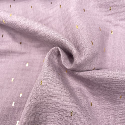 Mussola o Doppia Garza di Cotone, Viola con...