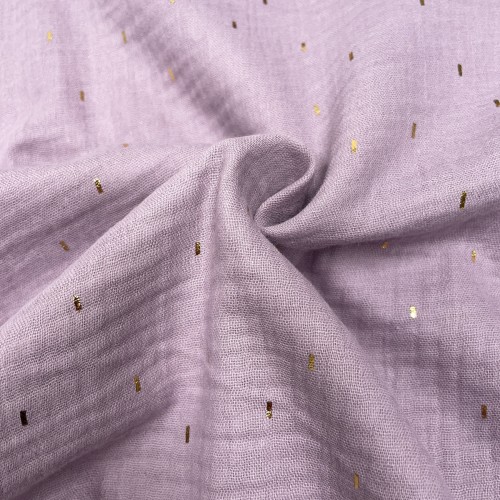 Mussola o Doppia Garza di Cotone, Viola con...