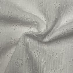 Mussola o Doppia Garza di Cotone Ricamato, Pizzo San Gallo , Bianco con fiori