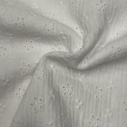 Mussola o Doppia Garza di Cotone Ricamato, Pizzo San Gallo , Bianco con fiori