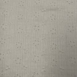 Mussola o Doppia Garza di Cotone Ricamato, Pizzo San Gallo , Bianco con fiori